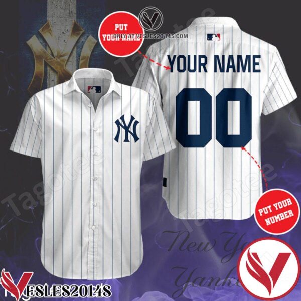 Personalized New York Yankees Baseball Team White Hawaiian Shirt And Short, Unique Gifts For Friends - Vesles2014S 1
