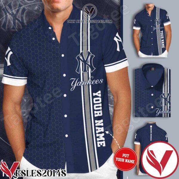 Personalized New York Yankees Navy Hawaiian Shirt And Short, Unique Gifts For Friends - Vesles2014S 1