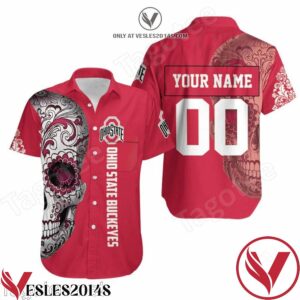 Personalized Ohio State Buckeyes Sugar Skull Hawaiian Shirt, Unique Gifts For Friends - Vesles2014S 1