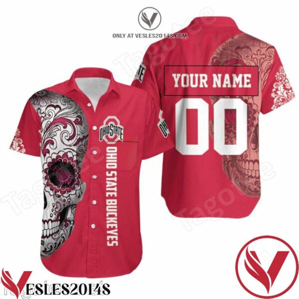 Personalized Ohio State Buckeyes Sugar Skull Hawaiian Shirt, Unique Gifts For Friends - Vesles2014S 1