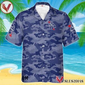 Personalized Pabst Blue Ribbon Blue Camouflage Hawaiian Shirt, Best Summer Gifts For Fans - Vesles2014S 1