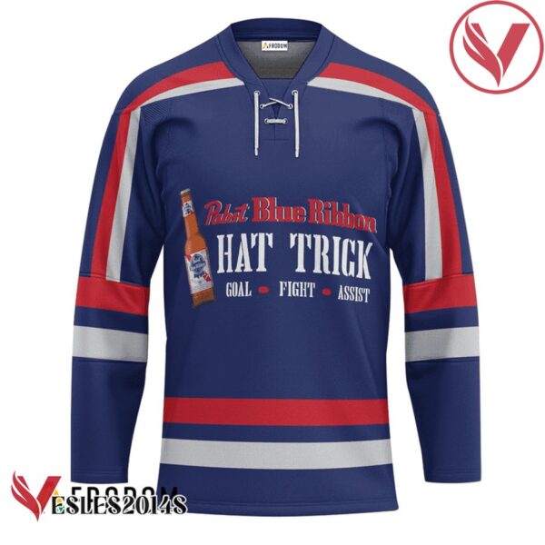Personalized Pabst Blue Ribbon Hat Trick Hockey Jersey - Vesles2014S 1