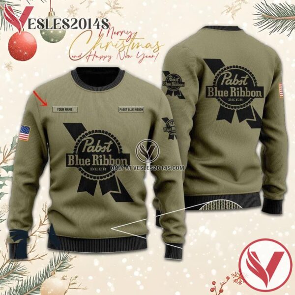 Personalized Pabst Blue Ribbon U.S Flag Sweater GBM, Unique Winter Outfits For Fans - Vesles2014S  1