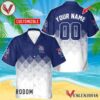 Personalized Pabst Blue Ribbon White And Blue Halftone Hawaiian Shirt, Best Summer Gifts For Fans - Vesles2014S