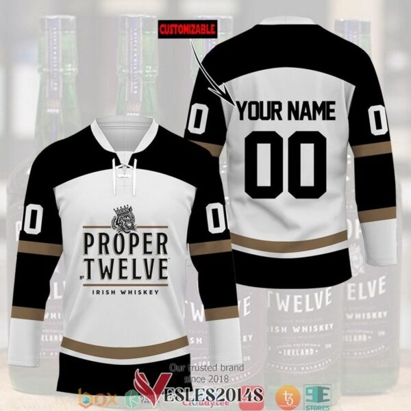 Personalized Proper No Twelve Irish Whiskey Hockey Jersey Shirt, Trending Gifts For Fans - Vesles2014s