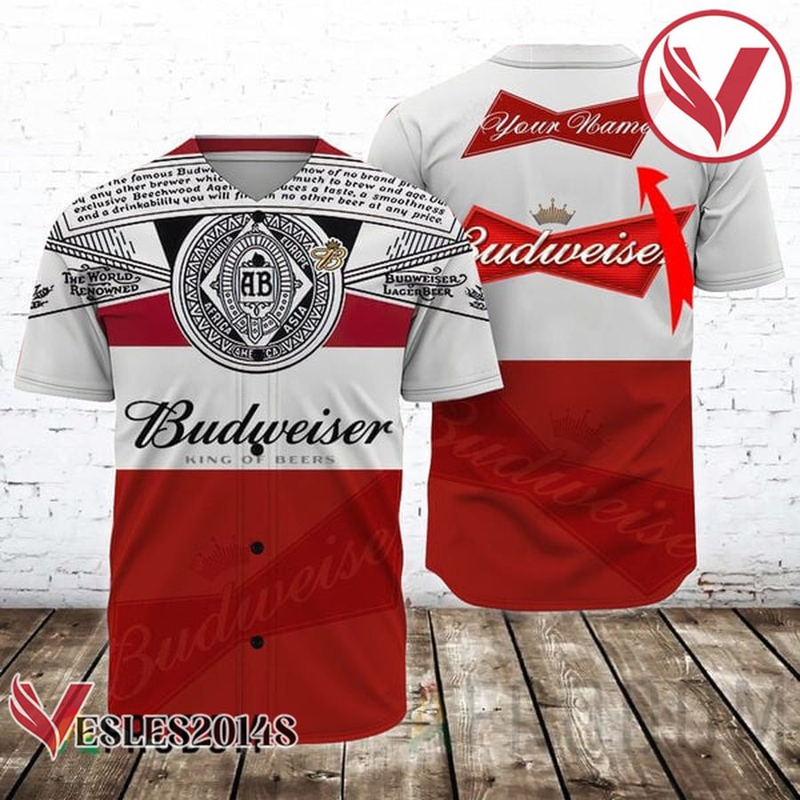 Personalized Retro Budweiser Beer Baseball Jersey, Perfect Gifts For Fans - Vesles2014S