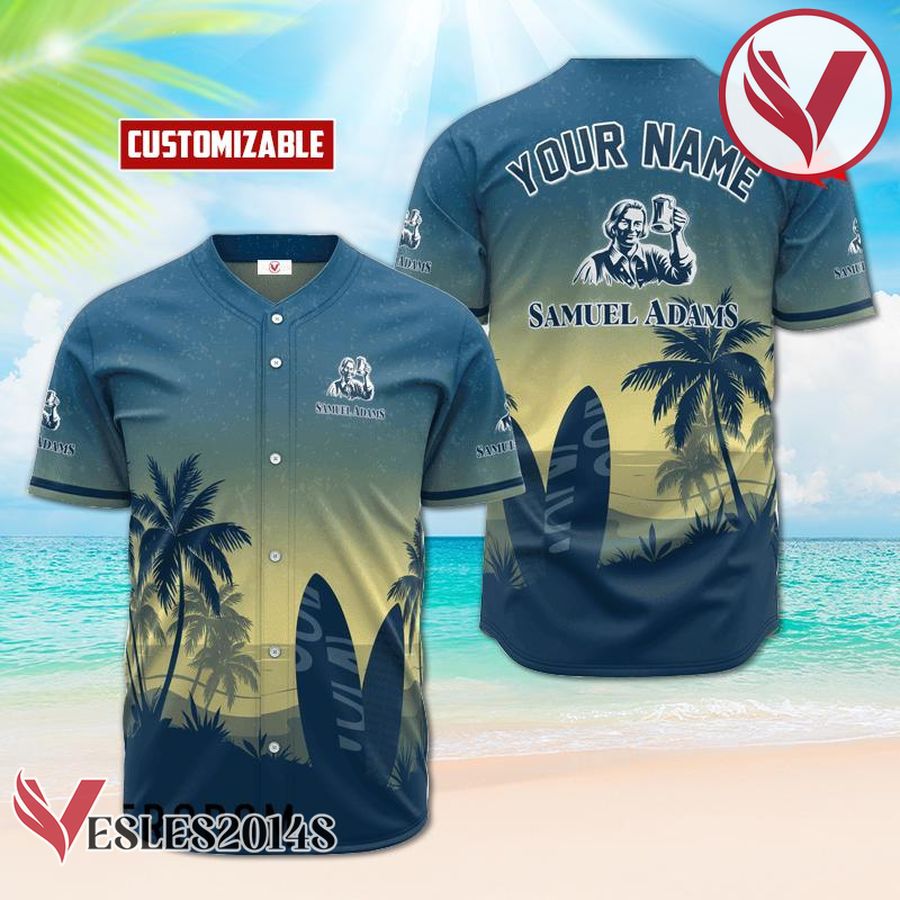 Personalized Samuel Adams Palm Tree Surfboard Baseball Jersey, Perfect Gifts For Fans - Vesles2014S