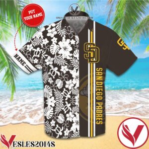 Personalized San Diego Padres Flowery Brown Hawaiian Shirt And Short, Unique Gifts For Friends - Vesles2014S 1