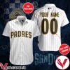 Personalized San Diego Padres Pinstripe White Hawaiian Shirt And Short, Unique Gifts For Friends - Vesles2014S 1