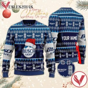 Personalized Santa Hat Busch Light Christmas Sweater, Unique Winter Outfits For Fans - Vesles2014S  1