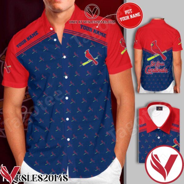 Personalized St. Louis Cardinals Navy Red Hawaiian Shirt And Short, Unique Gifts For Friends - Vesles2014S 1