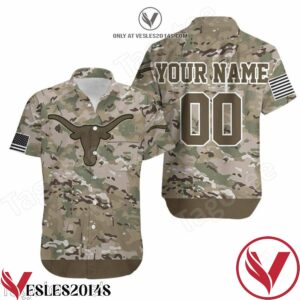 Personalized Texas Longhorns Camouflage Pattern Hawaiian Shirt, Unique Gifts For Friends - Vesles2014S 1