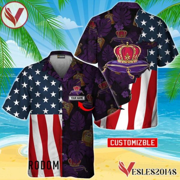 Personalized Tropical Vibes American Flag Crown Royal Hawaiian Shirt, Best Summer Gifts For Fans - Vesles2014S