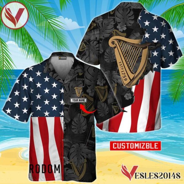 Personalized Tropical Vibes American Flag Guinness Beer Hawaiian Shirt, Best Summer Gifts For Fans - Vesles2014S