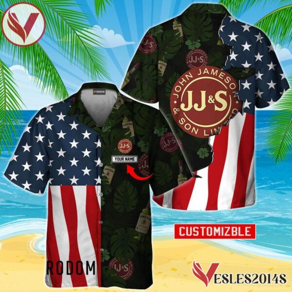 Personalized Tropical Vibes American Flag Jameson Hawaiian Shirt, Best Summer Gifts For Fans - Vesles2014S