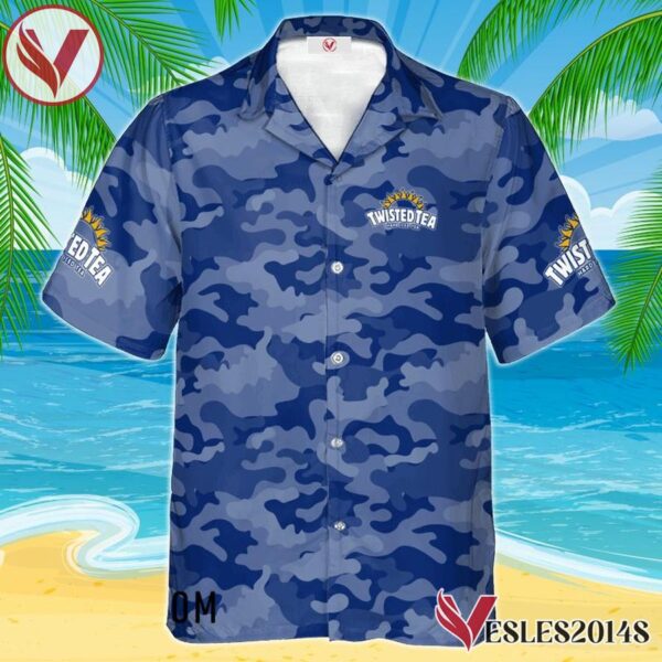 Personalized Twisted Tea Blue Camouflage Hawaiian Shirt, Best Summer Gifts For Fans - Vesles2014S 1