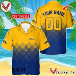 Personalized Twisted Tea Yellow And Blue Halftone Hawaiian Shirt, Best Summer Gifts For Fans - Vesles2014S