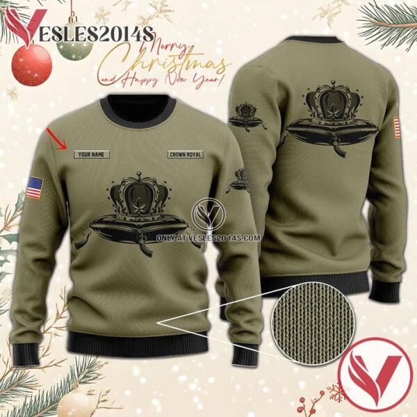 Personalized U.S Flag Crown Royal Ugly Sweater, Unique Winter Outfits For Fans - Vesles2014S  1