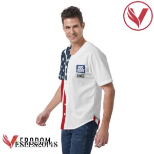 Personalized US Flag Bud Light Baseball Jersey, Perfect Gifts For Fans - Vesles2014S 3