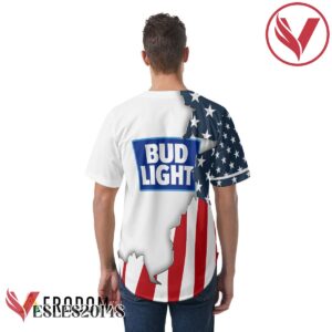 Personalized US Flag Bud Light Baseball Jersey, Perfect Gifts For Fans - Vesles2014S 5