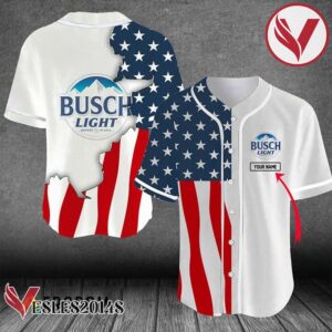 Personalized US Flag Busch Light Baseball Jersey, Perfect Gifts For Fans - Vesles2014S