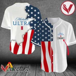 Personalized US Flag Michelob Ultra Baseball Jersey, Perfect Gifts For Fans - Vesles2014S