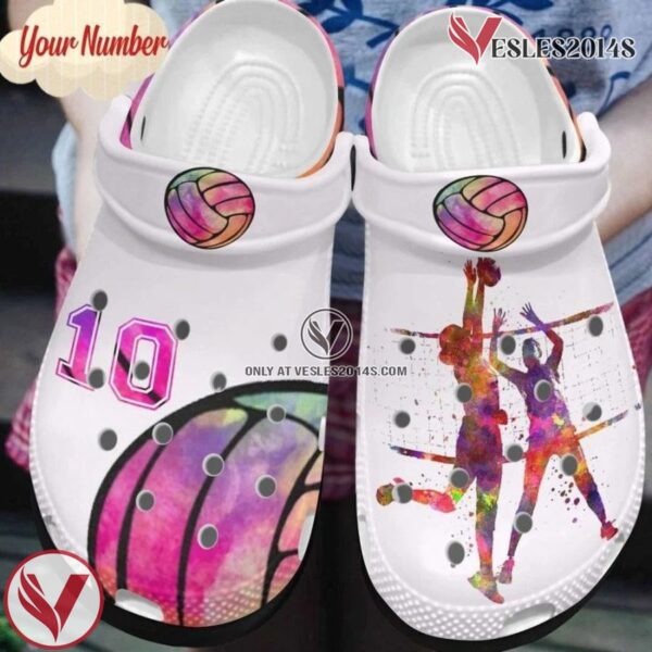 Personalized Volleyball Watercolor Clog Shoes Dh, Unique Gift From  Vesles2014S