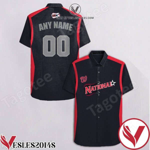 Personalized Washington Nationals Black Logo Branded Hawaiian Shirt And Short, Unique Gifts For Friends - Vesles2014S 1