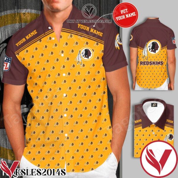 Personalized Washington Redskins Logo Yellow Brown Hawaiian Shirt And Short, Unique Gifts For Friends - Vesles2014S 1