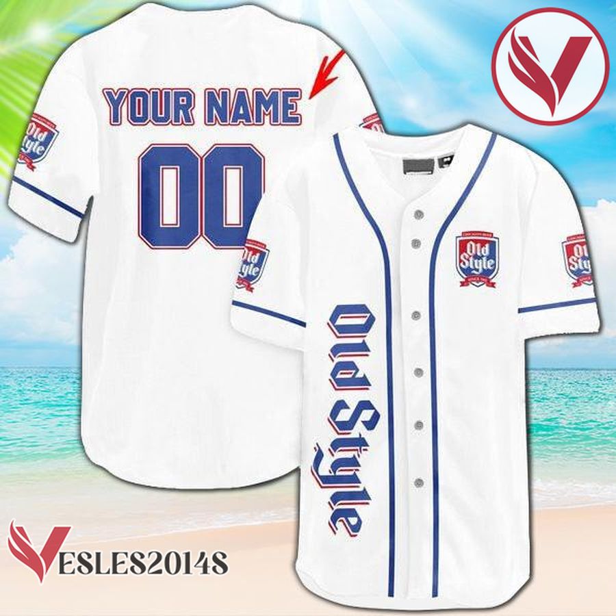Personalized White Old Style Beer Baseball Jersey, Perfect Gifts For Fans - Vesles2014S