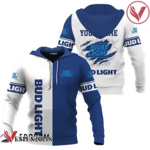 Personalized White and Blue Bud Light Claw Hoodie & Zip Hoodie - Vesles2014S