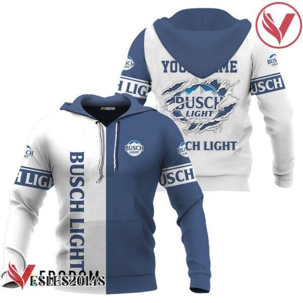 Personalized White and Blue Busch Light Claw Hoodie & Zip Hoodie - Vesles2014S