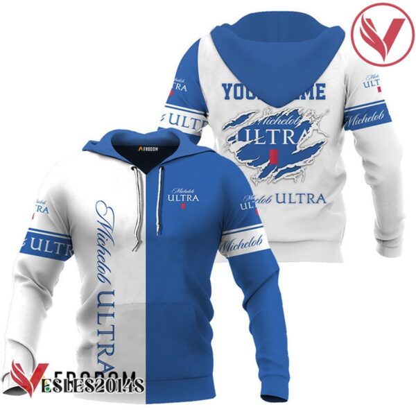 Personalized White and Blue Michelob ULTRA Claw Hoodie & Zip Hoodie - Vesles2014S