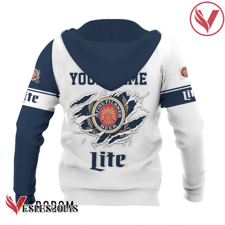 Personalized White and Blue Miller Lite Claw Hoodie & Zip Hoodie - Vesles2014S 3