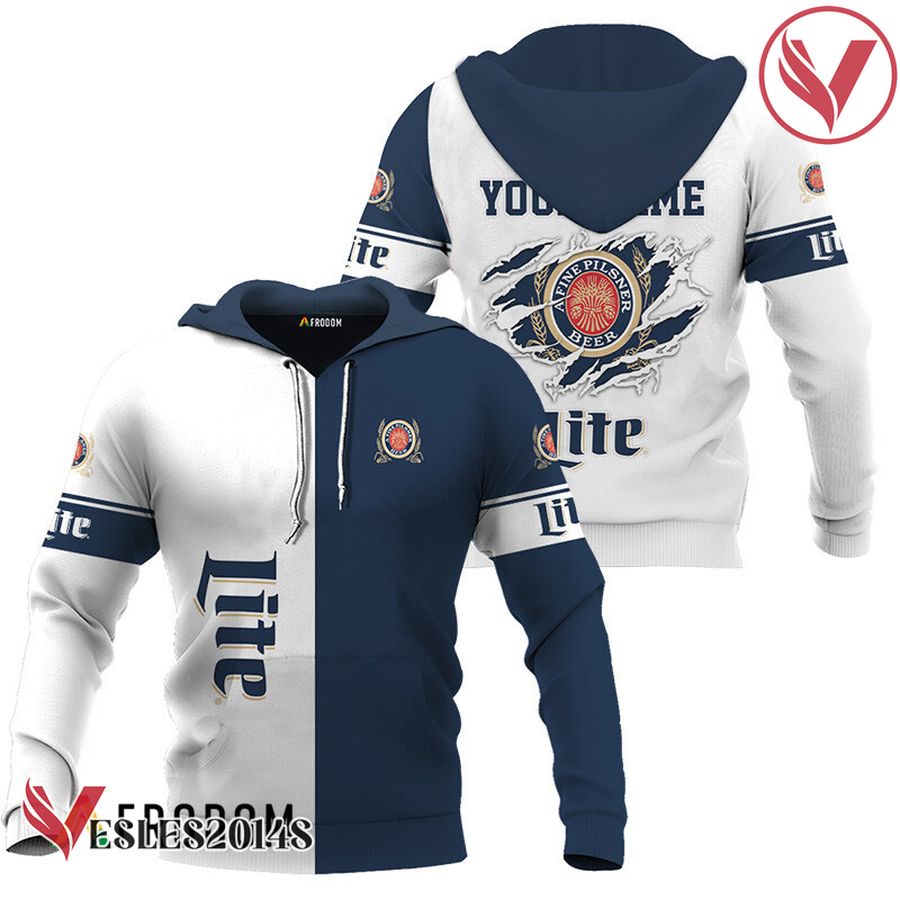 Personalized White and Blue Miller Lite Claw Hoodie & Zip Hoodie - Vesles2014S