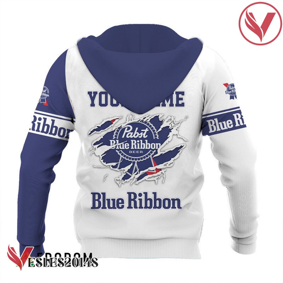 Personalized White and Blue Pabst Blue Ribbon Claw Hoodie & Zip Hoodie - Vesles2014S 3