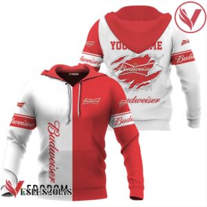 Personalized White and Red Budweiser Claw Hoodie & Zip Hoodie - Vesles2014S