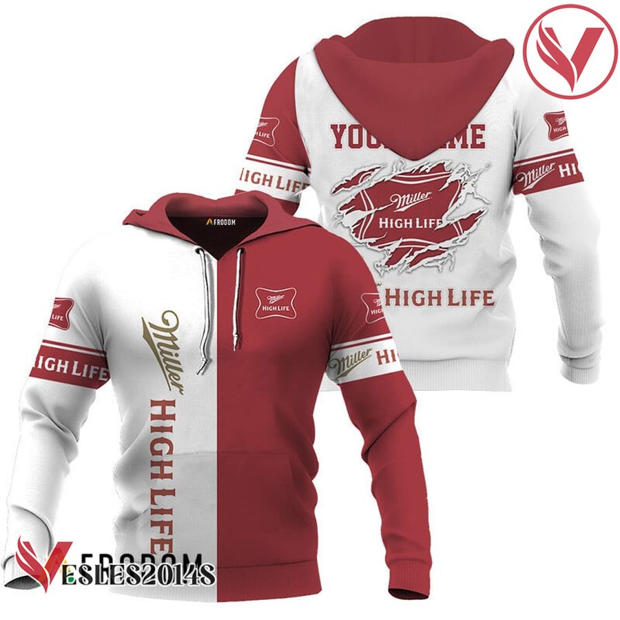 Personalized White and Red Miller High Life Claw Hoodie & Zip Hoodie - Vesles2014S