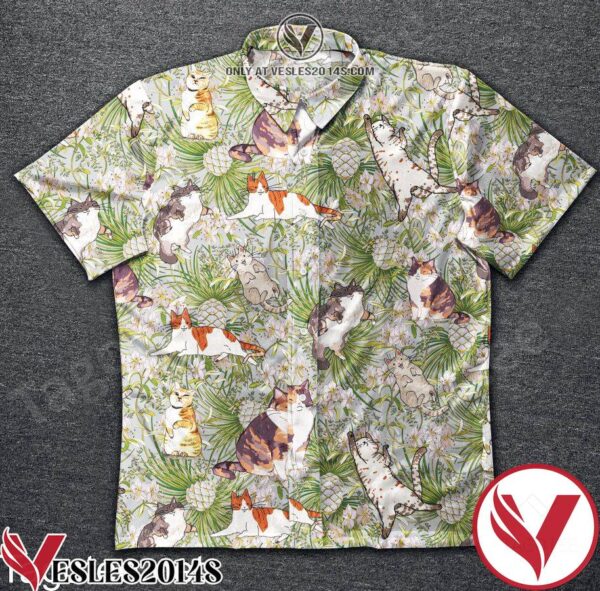 Pet Cat White Nut Pine And Flower Hawaiian Shirt, Unique Gifts For Friends - Vesles2014S 1