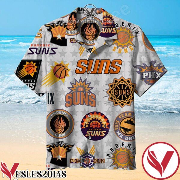 Phoenix Suns Grey Star White Background Hawaiian Shirt, Unique Gifts For Friends - Vesles2014S 1