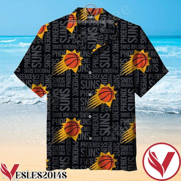 Phoenix Suns Letter Black Hawaiian Shirt, Unique Gifts For Friends - Vesles2014S 1