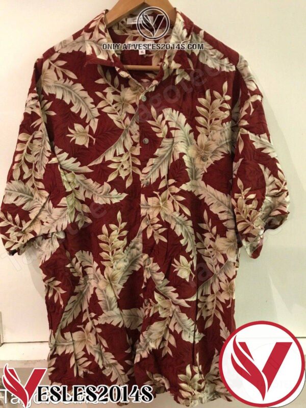 Pierre Cardin Mens Burgundy Tropical Leaf Hawaiian Shirt, Unique Gifts For Friends - Vesles2014S 1