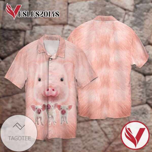 Pig Loves 2 Graphic Print Short Sleeve Hawaiian Casual Shirt Vesles2014S 1