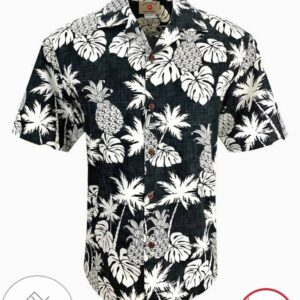Pineapple Leaf Print Made In Hawaii Graphic Print Short Sleeve Hawaiian Casual Shirt Vesles2014S 1