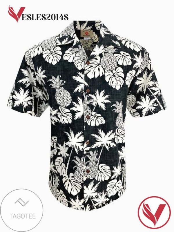Pineapple Leaf Print Made In Hawaii Graphic Print Short Sleeve Hawaiian Casual Shirt Vesles2014S 1