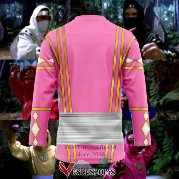Pink Crane Ninja Mighty Morphin Power Rangers Ninjetti Hockey Jersey, Trending Gifts For Fans - Vesles2014s 3