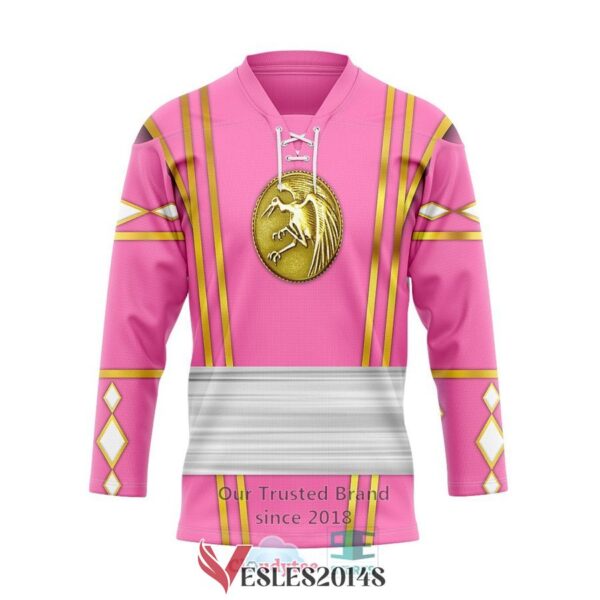 Pink Crane Ninja Mighty Morphin Power Rangers Ninjetti Hockey Jersey, Trending Gifts For Fans - Vesles2014s