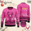 Pink Dunkin Donut Reindeer Snowy Christmas Sweater, Unique Winter Outfits For Fans - Vesles2014S  1