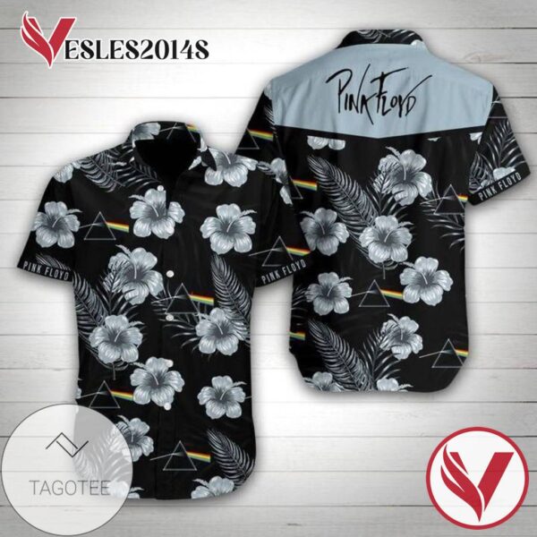 Pink Floyd Floral Hawaiian Graphic Print Short Sleeve Hawaiian Casual Shirt Vesles2014S 1