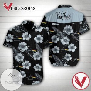 Pink Floyd Floral Hawaiian Graphic Print Short Sleeve Hawaiian Casual Shirt Vesles2014S